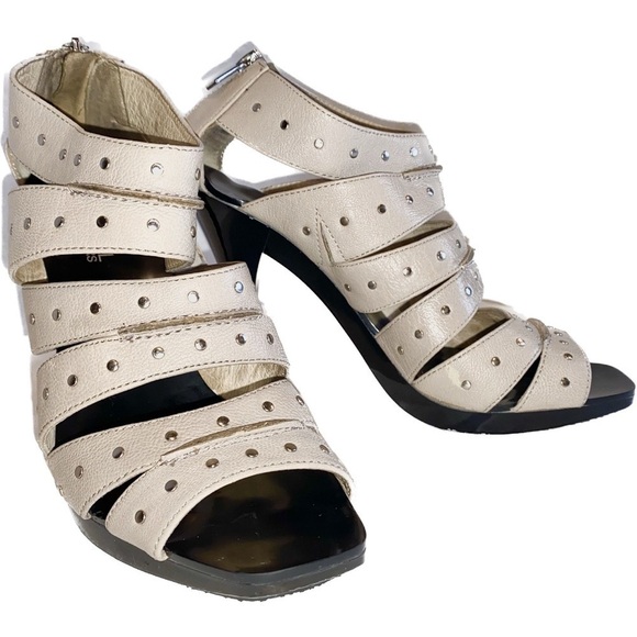 MICHAEL MICHAEL KORS Leather Studded Stilettos, Tan Size 9 - Picture 2 of 10